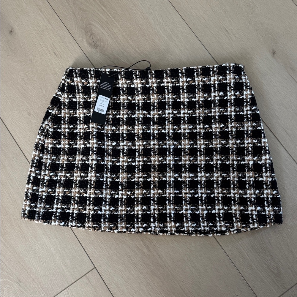 Fashion Nova Black and White Tweed Skirt